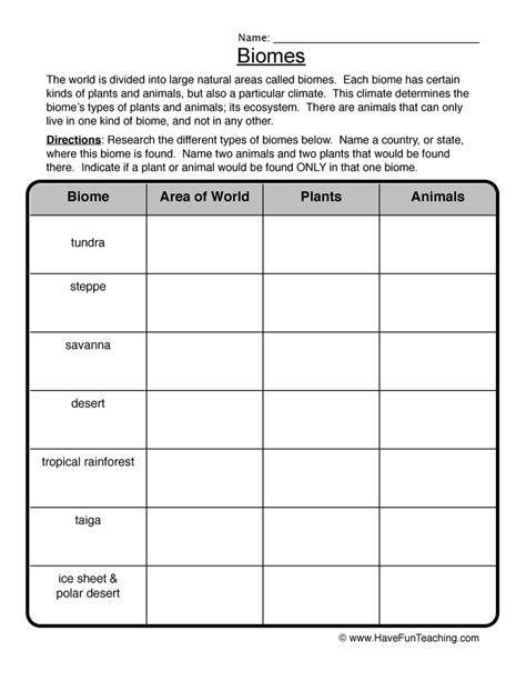 Printable Biome Worksheets - Printable Word Searches