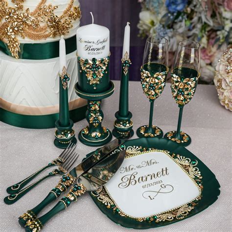 Emerald Wedding Set - Etsy