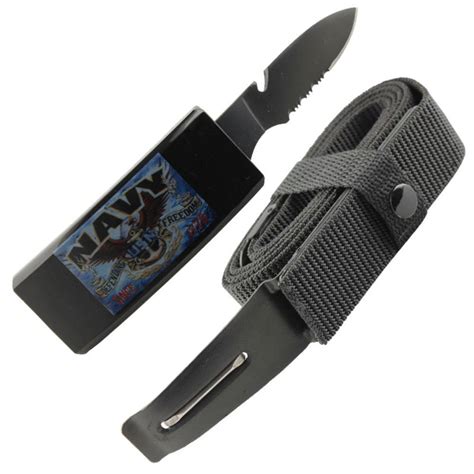 Navy Adjustable Nylon Tactical Belt Knife With Hidden Blade-