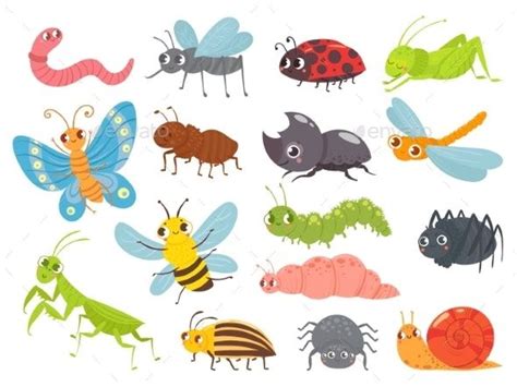 Cartoon Insects | Bug images, Insects, Butterfly kids