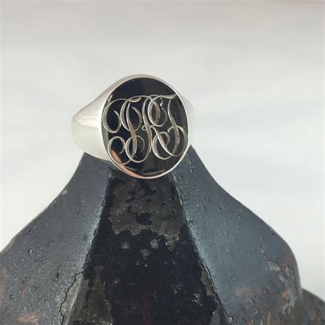 3 Initials Engraved 20mm x 16mm - Sterling Silver Signet Ring – Signet ...