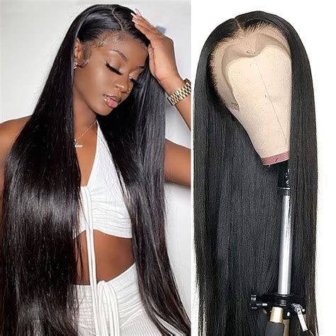 Lace Front Human Hair Wig 24 Inch 13x4 Straight 180% Density Brazilian ...