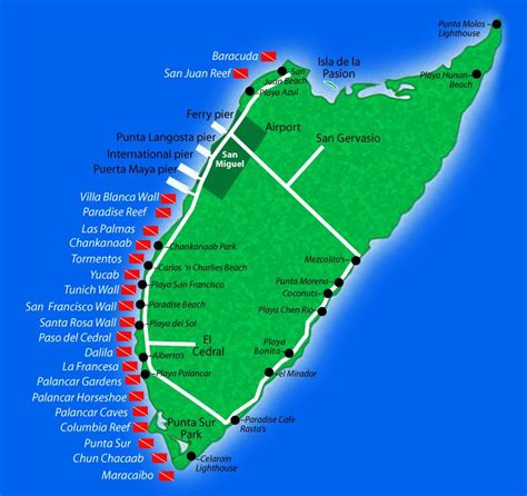 Cozumel Dive Site Map | Cozumel mexico, Cozumel, Riviera maya