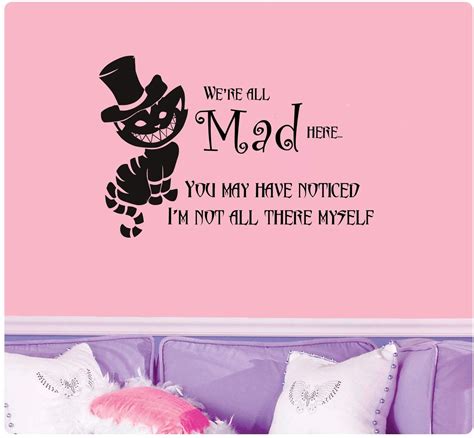 AmazonSmile: Cheshire Cat quote-We're all Mad Here (with full cat) Wall ...