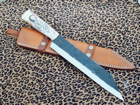 Custom Handmade D2 Steel Viking Seax Knife with Dragon Scrimshaw on Handle #Handmade | Seax ...