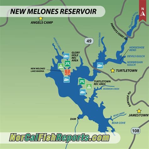 New Melones Reservoir - Angels Camp, CA - Fish Reports & Map