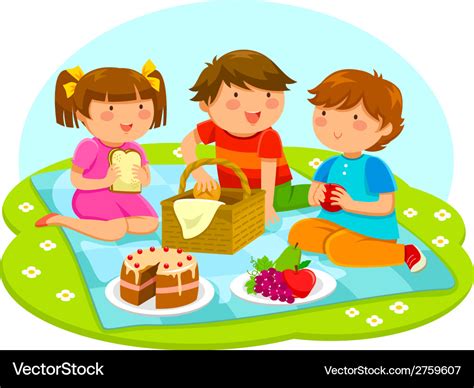 Kids on a picnic Royalty Free Vector Image - VectorStock