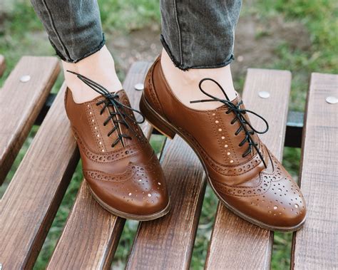 CHOCO - Brown Oxfords, Womens Brogues, Oxfords for Women, Brown Leather ...