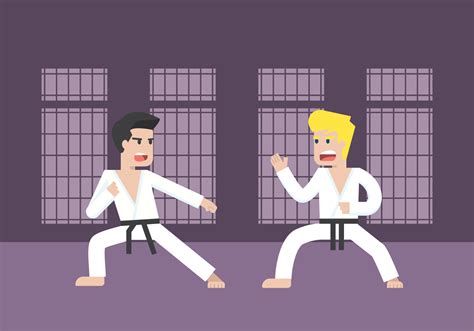 Two Men Practicing Martial Arts Illustration 148511 Vector Art at Vecteezy