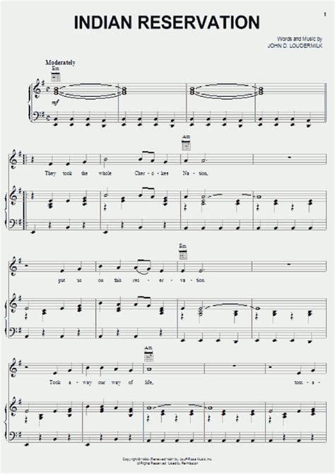 Indian Reservation Piano Sheet Music | OnlinePianist