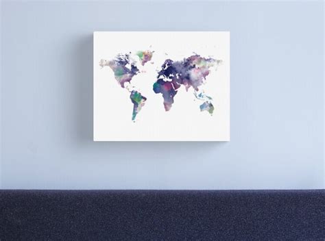 World Map Watercolor Print Poster Home Decor Map Art | Etsy