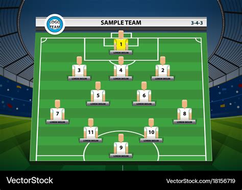 Graphic football team starting lineup squad Vector Image