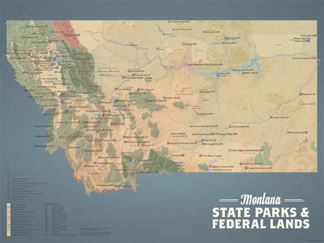 Montana State Parks & Federal Lands Map 18x24 Poster | Etsy