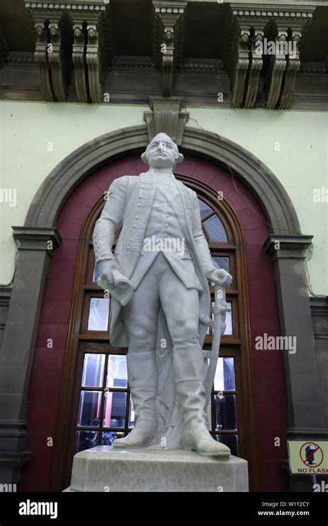 Statue of Lord Clive standing pose made with white marble at Victoria memorial hall Kolkata ...