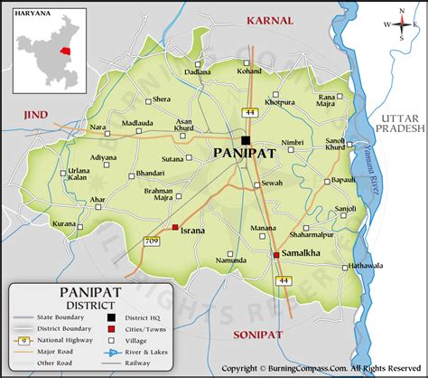 Panipat District Map, Haryana, India