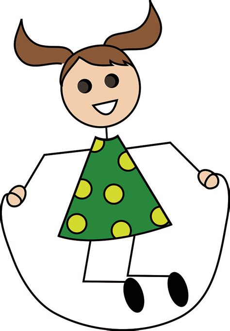 Clip Art Illustration of a Cartoon Little Girl Jumping Rope - a photo ...