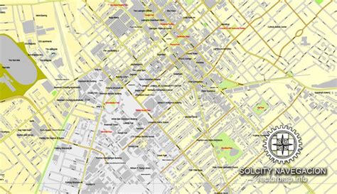 Lexington Kentucky US printable vector street map: City Plan full editable, Adobe Illustrator