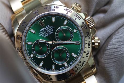 Rolex Daytona full gold green dial unworn for $34,762 for sale from a Trusted Seller on Chrono24