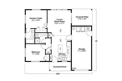 Traditional Style House Plan - 2 Beds 2 Baths 800 Sq/Ft Plan #124-1343 ...