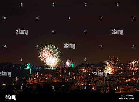 New Year's Eve fireworks over Bristol, with the Clifton Suspension ...