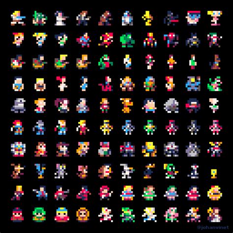100 famous characters in 8x8 pixels w/ pico8 palette (NEW SET 2020!) : r/PixelArt
