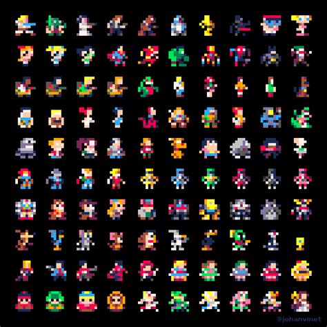 100 famous characters in 8x8 pixels w/ pico8 palette (NEW SET 2020 ...