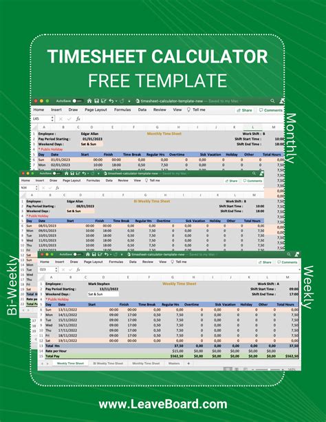 Timesheet Excel Templates