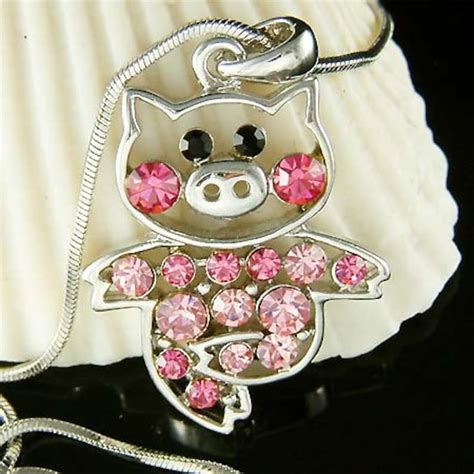 Swarovski Crystal Pink PIG Piggy Piglet Necklace Cute - Etsy