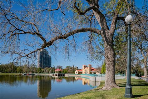 City Park Pavilion with Beautiful Reflection Stock Image - Image of lake, downtown: 123074979