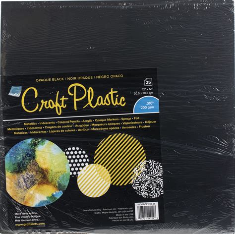 Grafix Craft Plastic Sheets 12"X12" 25/Pkg-Opaque Black .010 - Walmart.com