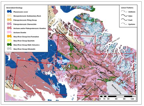 Generalized bedrock geology map of the study area (modified from de ...