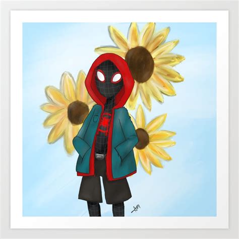 Miles Morales Sunflower Art Print by Ash :') | Society6