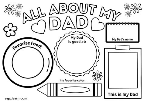 All About My Dad Father's Day Activity free PDF Download - Ezpzlearn.com