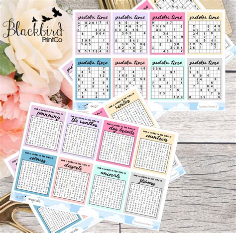 Brain Training Puzzles Sudoku and Word Search Planner - Etsy