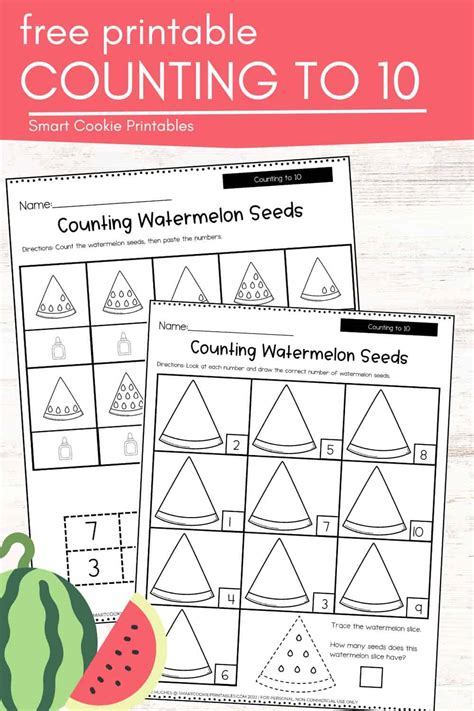 Free Watermelon Seeds Counting to 10 Printables - Smart Cookie Printables