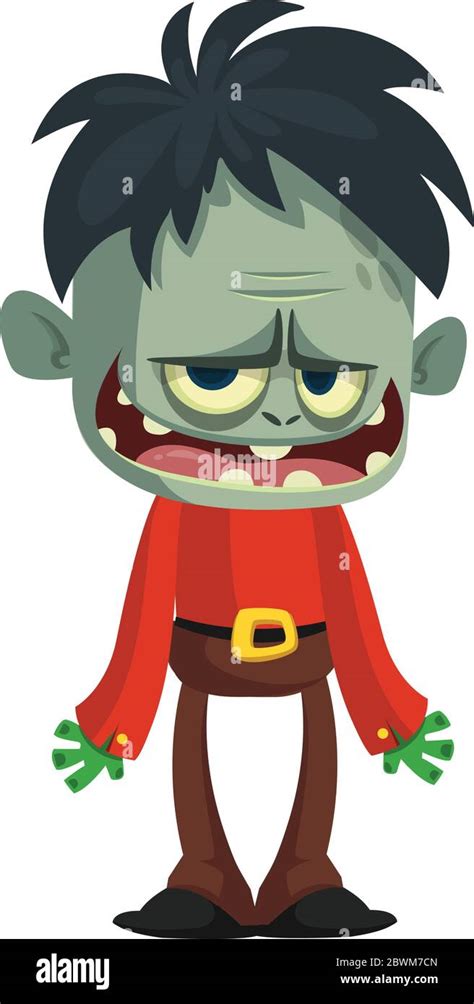 Cartoon funny zombie. Halloween vector illustration of zombie Stock ...