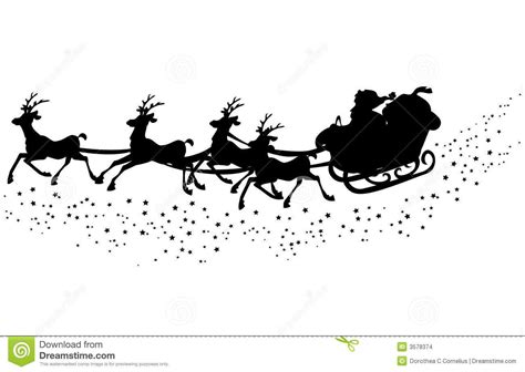 Santa Sleigh And Reindeer Silhouette Png