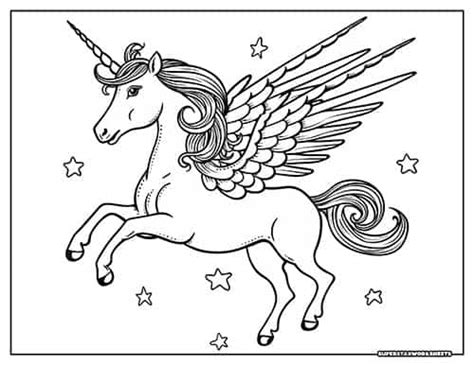 Flying Unicorn Coloring Pages