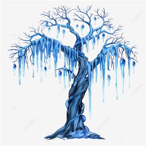 Decorative Tree With Blue Icicles, Tree, Green Leaves, Blue Icicles PNG Transparent Image and ...