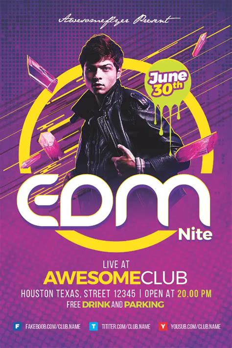 EDM Flyer Template - Club & Party Flyer Templates for Photoshop