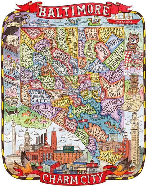 Baltimore Maryland Neighborhood Map Art Print - Etsy