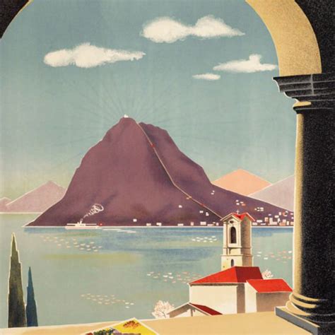 Detail Of Monte San Salvatore Lugano Funicolare 1940 | Mad Men Art | Vintage Ad Art Collection