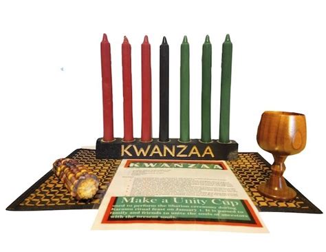 Black Kwanzaa Kit – Engraved Kinara for Holiday Celebrations