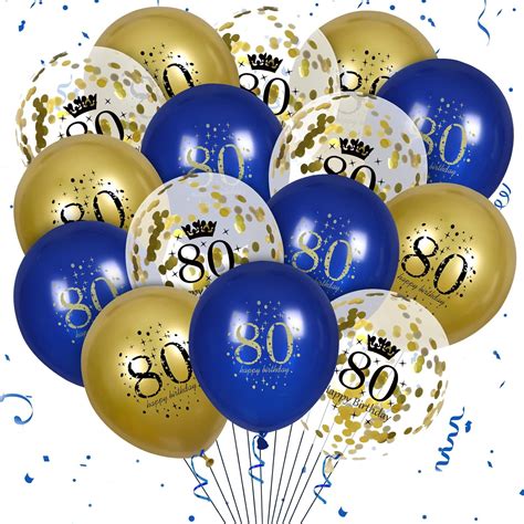 Amazon.com: Navy Blue and Gold 80th Birthday Balloons Decorations 15Pcs ...