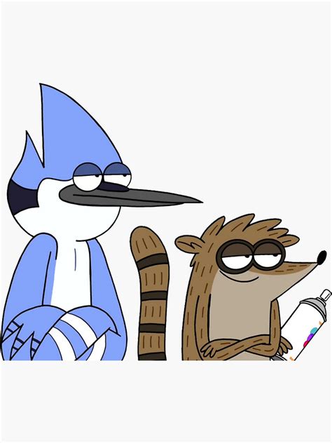 "Cartoon Show Blue Bird & Raccoon" Sticker for Sale by Stormynap ...