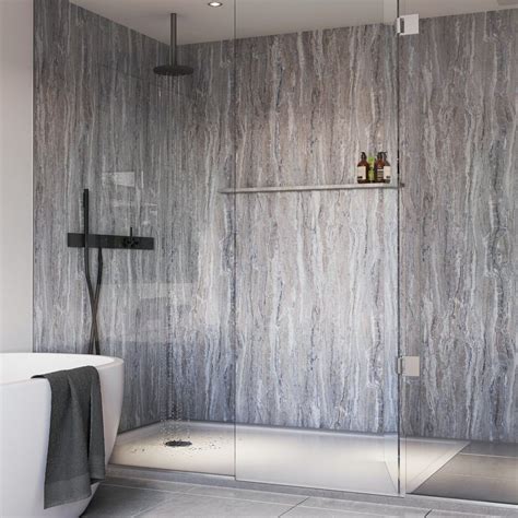 The exceptional blue-toned stone waterproof shower panel from the ...