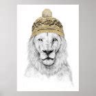 Winter lion poster | Zazzle