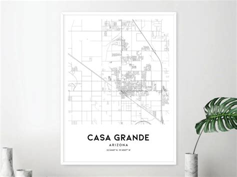 Casa Grande Map Print, Casa Grande Map Poster Wall Art, Az City Map, Arizona Print Street Map ...