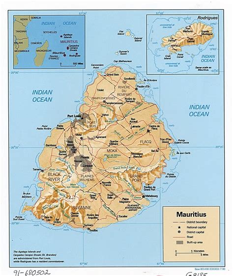 Large detailed political and administrative map of Mauritius with ...