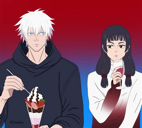 Satoru Gojo and Utahime Iori from Jujutsu Kaisen in a Sweets x Alcohol Shoujo Manga AU. : r/shoujo